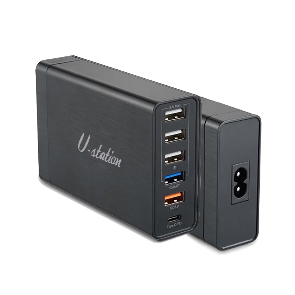【U-station】PD/QC3.0 氮化镓GaN 53W 6孔電源供應器 UC-PD53W